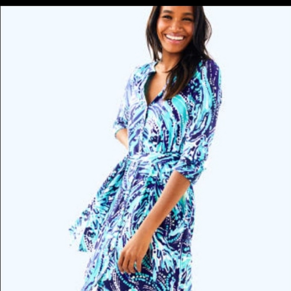 Lily pulitzer bailor tie front dress bright NACY CRASH THE BASH